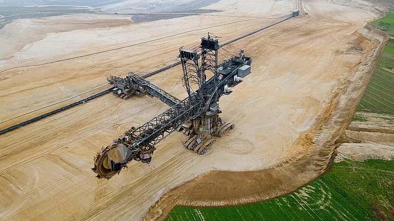 A large bucket-wheel excavator in a lignite mine, Germany