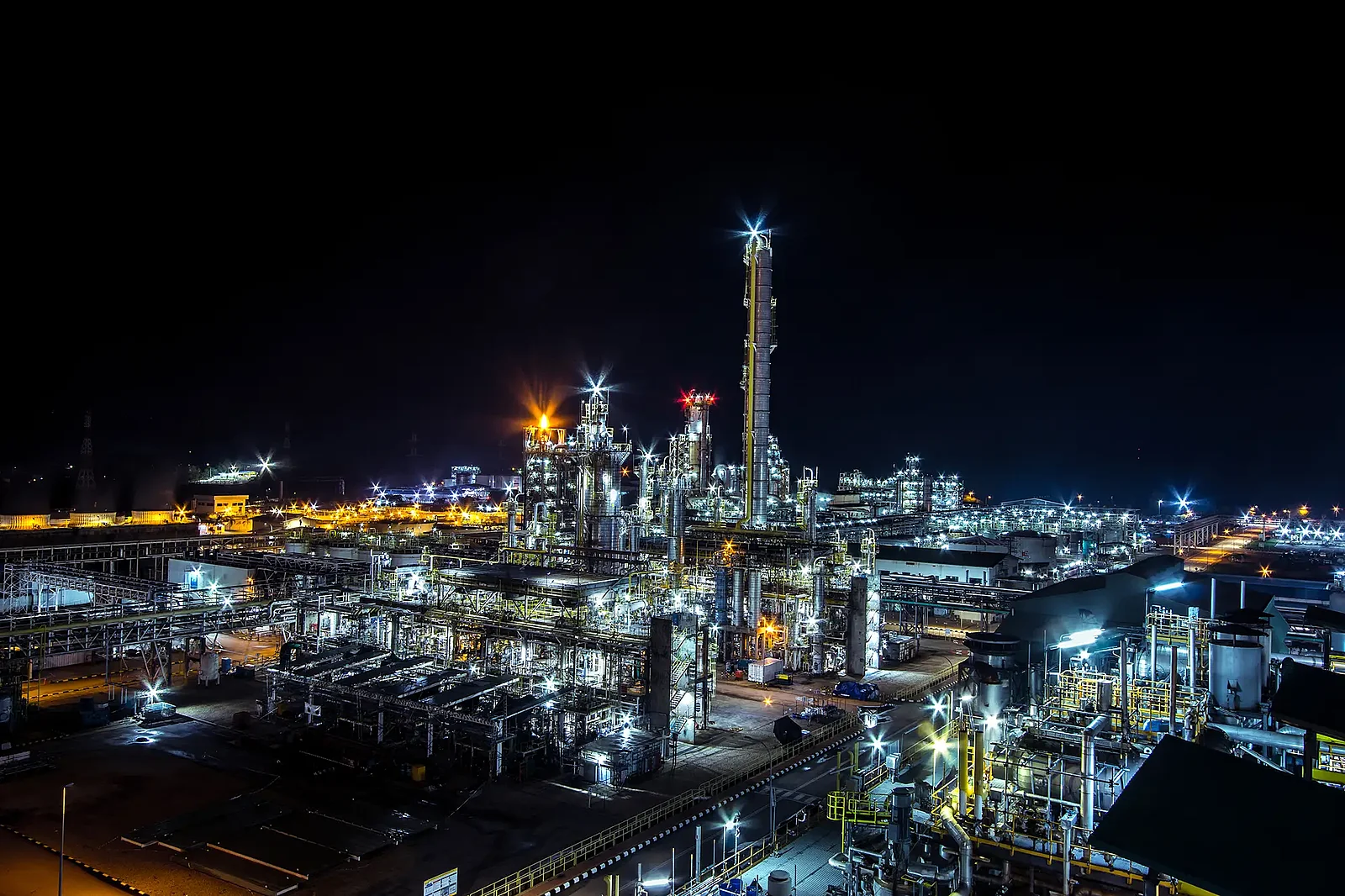 Long exposure of Petrochemical plant view at night